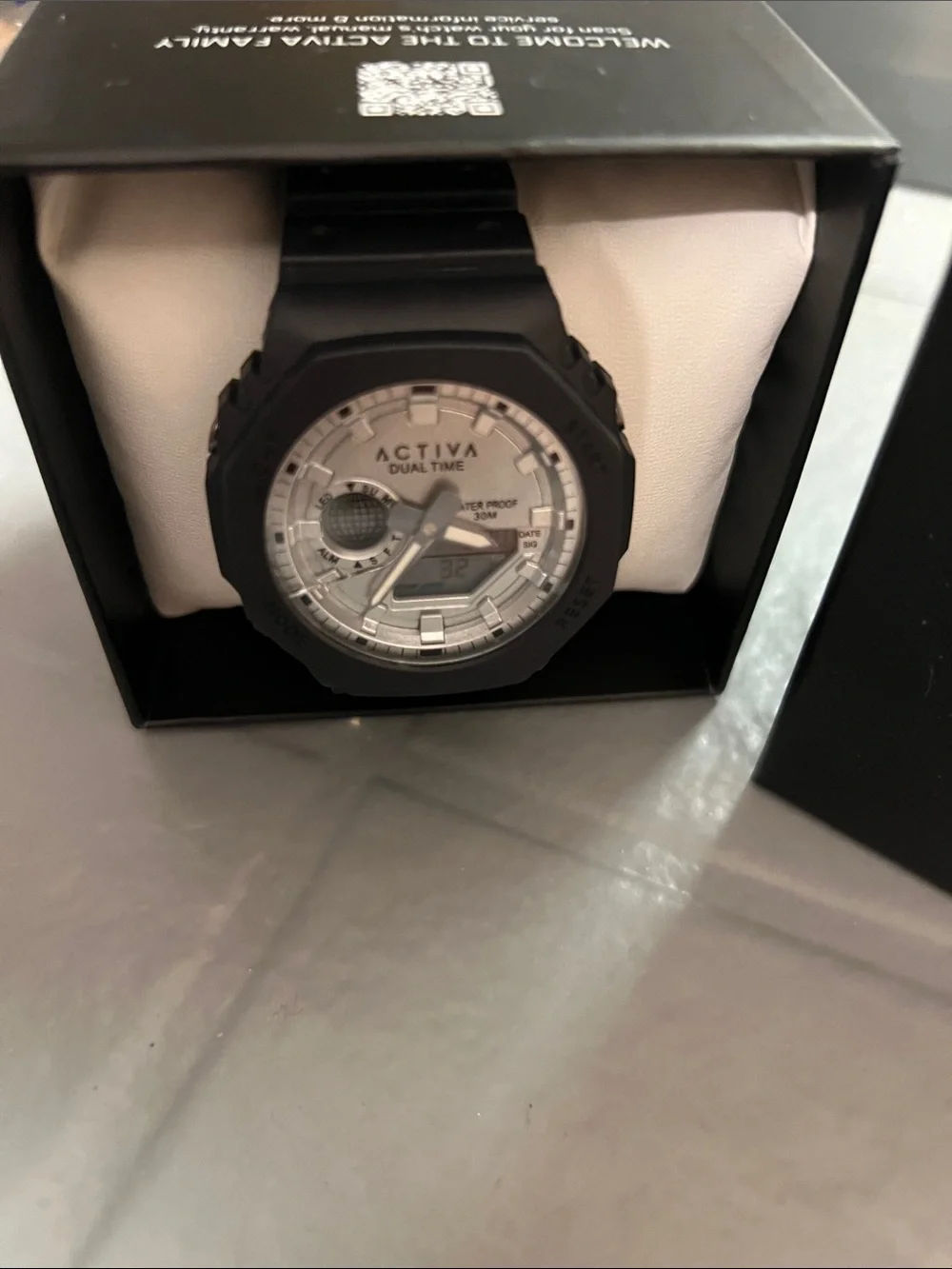 ACTIVA Black and Silver Men's Dual-Display Sport Watch Waterproof